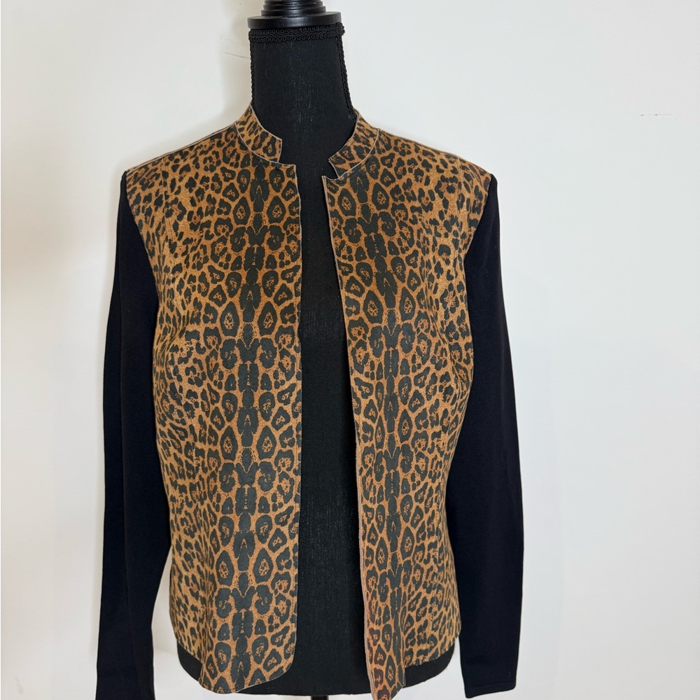 Nygaard Leopard Print Colorblock Jacket Blazer Bl… - image 1